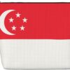 Singapore Flag Single-Layer Linen-Look Makeup Pouch with Zipper Ensuring for Your Daily or Travel Needs