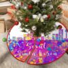 South Korea Seoul Xmas Tree Skirts Mat Travel Souvenir Heroes Series Christmas Tree Mat Rustic Tree Skirt Cover for Xmas Tree Holiday Decorations 30″x30″