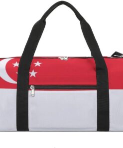 Sports Gym Bag Singapore Flag Duffel with Shoe Compartment Waterproof Travel Weekender