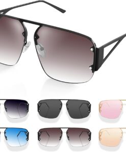 Stylish Aviator Sunglasses with Retro Metal Rimless Frames for Men and Women