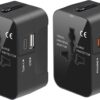 Travel Adapter 2 Pack, Worldwide All in One Universal Travel Adaptor AC Power Plug Adapter Wall Charger with USB-C and USB-A Charging Ports for USA EU UK AUS
