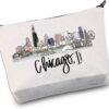 VAMSII Chicago IL Souvenir Gifts Chicago City Travel Cosmetic Bag Chicago State Gift Chicago Trip Gift Chicago Trip Gifts (ChicagoILBag)