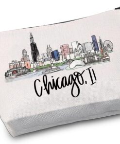 VAMSII Chicago IL Souvenir Gifts Chicago City Travel Cosmetic Bag Chicago State Gift Chicago Trip Gift Chicago Trip Gifts (ChicagoILBag)