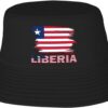 Vintage Liberia Flag Summer Style Essential: Double-Layer Fisherman Hat for Sun Protection and Fashion! Black