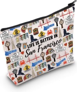 WCGXKO San Francisco Gifts For Women San Francisco Vacation Gift Life Is Better In San Francisco Makeup Bag (In San Francisco)