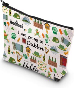 WSNANG Dublin Ireland Trip Travel Makeup Bag Dublin Skyline Cosmetic Bag Dublin Trip Travel Pouch Bag Dublin Travel Souvenir Gift (Dublin bag)