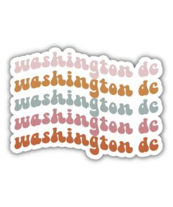 Washington D.C. Retro Travel Sticker, Multiple Colors, Vinyl Laptop, Water Bottle, Planner Journal Sticker, Places I’ve Been, Luggage Decal (Retro)