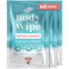 Wet Wipes Enhanced with Vitamin E and Aloe Vera | Makeup Remover Wipes, Face Wipes, Body Wipes for Adults Fragrance Free, Shower Wipes for Women & Men, Mini Travel Essentials (40 Individually Wrapped)
