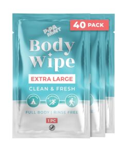 Wet Wipes Enhanced with Vitamin E and Aloe Vera | Makeup Remover Wipes, Face Wipes, Body Wipes for Adults Fragrance Free, Shower Wipes for Women & Men, Mini Travel Essentials (40 Individually Wrapped)