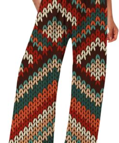 Women Wide Leg Linen Pants High Waist Colorful Floral Floral Print Trousers Casual Boho Travel Vacation Outfits