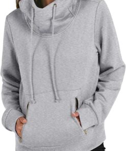 Womens Hoodies Sweatshirts Long Sleeve Sweaters with Pockets Fall Fashion Cowl Neck Tops Blouse Y2K Clothes