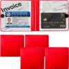 Ziciner 4PCS Car Registration and Insurance Holder, 5.2″× 4.7″ Premium Auto Glove Box Organizer with Closure, Essential Vehicle Document Holder for Card, Driver License (Red)