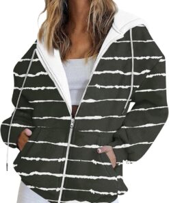 Zip Hoodies for Women Activewear Hooded Jacket Coat Printed Fall Sweatshirt Outwear Lined Hoodie Casacas para