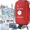 deftget 163 Pieces First Aid Kit Waterproof IFAK Molle System Portable Essential Injuries Medical Emergency Equipment Survival Kits for Car Kitchen Camping Travel Office Sports Home Ligth Red