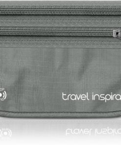 travel inspira Travel Money Belt with Anti-Theft Zippered Slim Travel Pouch RFID Blocking Passport Holder Hidden Travel Wallet under Clothes to Protect Credit Cash, Passports, and Documents, Grey