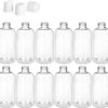 8 Ounce Boston Round Bottles, PET Plastic Empty Fillable BPA-Free, with White Press Down Disc Caps (Pack of 12) (Clear)