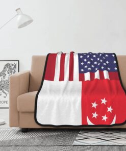 Rqwaaed America Singapore Friendship Flag Double-Sided Blanket Experience Ultimate Comfort 40x50in