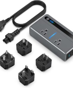 250-Watt Step Down 220V to 110V Voltage Converter, International Power Converter/Travel Adapter with 36W USB-C Port- Use for EU/UK/AU/US/India/Italy (Deep Space Gray)