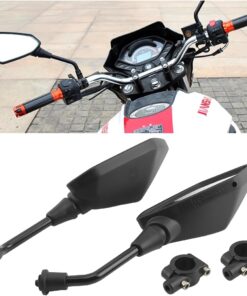 2PCS Motorcycle Mirrors, Dirt Bike Rearview Side Mirror for Handlebar, Adjustible Motorbike Convex Rear View Mirror with 10MM Threaded Bolt, Compatible with Scooter, UTV, ATV