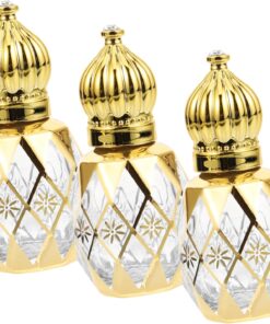 3pcs Perfume Roller Bottle Sample Bottles Refillable Bottles Dubai Essential Oil Bottle Arabian Perfume Bottles Middle Eastern Roller Bottle Essential Oil Bottles Golden Pp