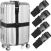 4Pcs Luggage Straps for Suitcase Travel Accessories TSA Approved, 80In Long Belts to Keep Your Suitcase Secure, Adjustable Bag Strap with Quick-Release Buckle for Travel Bag Closure, Black