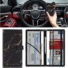 AUCELI Car Registration And Insurance Document Holder, PU Leather Vehicle Glove Box Car Organizer, Cars Interior Essential Accessories for Driver License, Cards & Documents (Marbled Black)