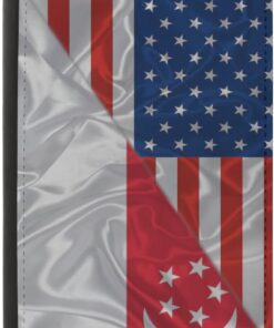 America And Singapore Singaporean Triangle Flag Passport Holder Cover Wallet Case Novelty PU Leather with Card Slot Travel Accessories Protector for Women Men