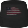 American USA Liberia Half Flag Summer Style Essential: Double-Layer Fisherman Hat for Sun Protection and Fashion! Black