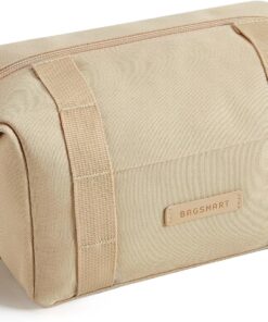 BAGSMART Travel Toiletry Bag for Men, Large Hanging Dopp Kit Water Resistant Shaving Bags Organizer Gifts for Mens Traveling, Hygiene, Bathroom Essentials, Toiletries Accessories, Khaki