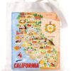 BWWKTOP California Travel Tote Bag California Souvenirs Gifts California Reusable Grocery Bag California Trip Gifts