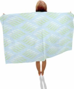 Beach Towel 35”x70” Oversized, Abstract Leaves Lines Geometric Natural Patterns Ombre Green Lightweight Microfiber Beach Towels, Absorbent Sand Free Beach Essentials for Travel, Swim Pool, Gym