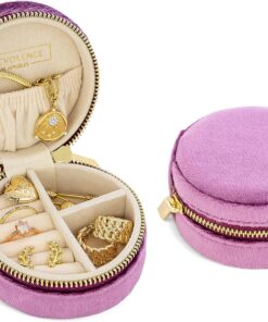 Benevolence LA Plush Velvet Travel Jewelry Box Organizer, Mini Travel Jewelry Case, Jewelry Travel Organizer, Travel Jewelry Organizer, Small Jewelry Box Travel, Jewelry Travel Box – Lilac