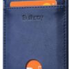 Buffway Mens Slim Wallet, Minimalist Thin Front Pocket Leather Credit Card Holder with RFID Blocking for Work Travel