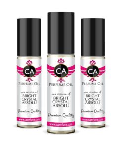 CA Perfume Impression of Bright Crystal Absolu For Women Replica Fragrance Body Oil Dupes Alcohol-Free Essential Aromatherapy Sample Travel Size Concentrated Long Lasting Attar Roll-On 0.3 Fl Oz-X3