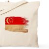 CafePress Singapore Flag Tote Bag Reusable Natural Beige Canvas Shopping Bag