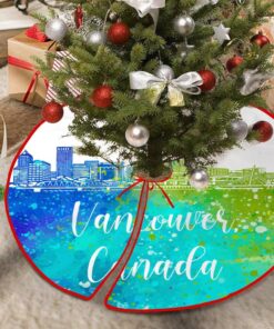 Christmas Tree Skirt 30″x30″ Canada Vancouver Tree Skirt Travel Souvenir Heroes Series Rustic Tree Skirt Cover for Merry Christmas Xmas Holiday Party Decorations Indoor Outdoor