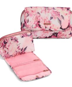 Conair Makeup Bag, Cosmetic Bag – Great for Makeup Brushes or Cosmetics, Perfect Size for Purse or Carry-On, Organizer Shape in Pink Floral Print