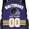 Custom Baltimore Backpack for Men Women, Personalized Backpacks with Name and Number, Customized Football Style Backpack Gifts for Fans