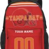 Custom Tampa Bay Backpack for Mens Womens, Personalized Backpacks with Name and Number, Customized Casual Sports Backpack Gifts for Fans