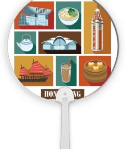 DIYthinker Hong Kong Local Food and Place Plastic Round Handheld Fan Decorations Craft