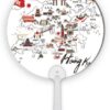 DIYthinker Hong Kong Local Map Art Deco Fashion Plastic Round Handheld Fan Decorations Craft
