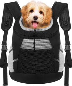 Dog Backpack Carrier, Front Chest Carrier for Dogs, Pet Carrying Bag for Travel Hiking Cycling Outdoor Black L