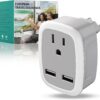 European Travel Plug Adapter, International Travel Adapter with Fast Charing, 2 USB Ports, 6-Proof Type C Power Adaptor Charger for US to Most of Europe Iceland Spain Italy France Germany