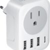 European Travel Plug Adapter, RATEA International Power Plug Adapter with 3 USB Type A, 1 Type C Outlet Adaptor Charger for US to Most of Europe EU Spain Italy France Germany, European Plug Converter
