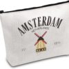 FOTAP Amst-erdam Travel Gift Ams-terdam Makeup Bag Europe Vacation Travel Gift Housewarming Gift Dutch Windmill Makeup Bag (AMST-ERDAM)