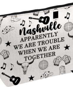 FOTAP Nashville Girls Trip Makeup Bag Nashville Vacation Zipper Pouch Nashville Lover Gift Country Music Cosmetic Bag (NASHVILLE)