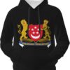 Fleece Pullover Coat Of Arms Of Singapore Flag Hoodie With Kangaroo Pocket