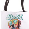 Funny Retro Vacation Dog Wearing Sunglasses Beach Please Tote Bag