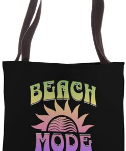 Funny Summer Retro Groovy Sun Vacation Beach Mode On Tote Bag