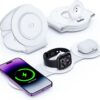 Hicober 3 in 1 Wireless Charging Station for iPhone 15, Magnetic Foldable Travel Charger Station Stand 18W for iPhone 16 15 14 13 12 Pro/Max/Plus/Apple Watch All Series & Airpods